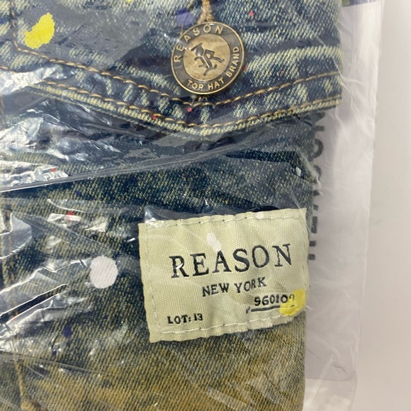 NWT Reason Clothing Art Canvas Denim Jacket Size Medium - Picture 6 of 9